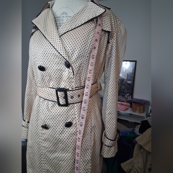 Chic Apricot and Black Polka Dot Trench Coat - Picture 8 of 10